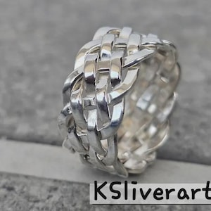 Braided Silver Ring, Wide Braided Band, Statement Braided Ring, Stackable Wide Band, Double Braid Ring, Modern Braided Ring, Silver
