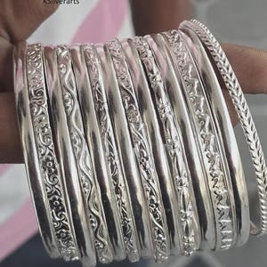 925 Sterling Silver Bangles Amazing 14 Designer Beautiful Bangles Stacking Bangle gorgeous Bangles Handmade Bangles for Gift on Christmas