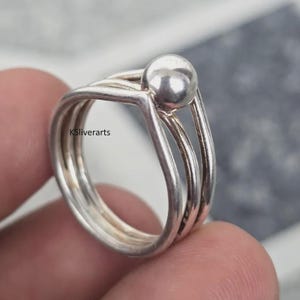 Sterling Silver Ball Ring, Modern Geometric Sphere Ring
