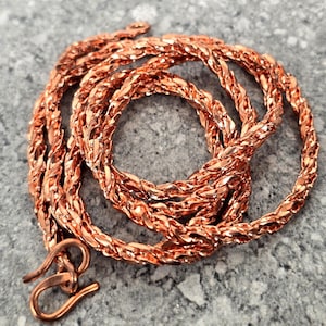 Handmade Solid Copper Wheat Chain Necklace, Viking Jewelry