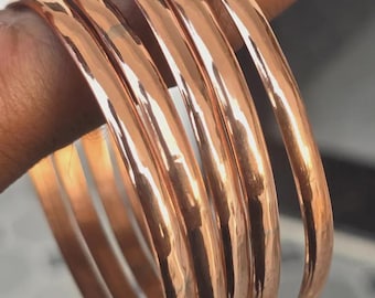 Handmade Pure Copper Bangle Set, Minimalist Jewelry