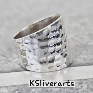 Hammered Thick Wide Band Ring, 925 Sterling Silver Minimalist Ring ,Plain silver ring, Bohemian Ring, Huge Ring, Thumb Ring , Git For Mother