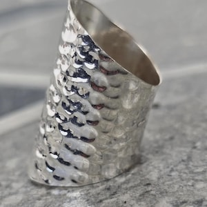 Long Hammered Thick Wide Band Ring, 925 Sterling Silver Minimalist Ring ,Plain silver ring, Bohemian Huge Ring, Thumb Ring , Git For Mother