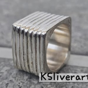Square Ring Nut Bolt Ring Solid 925 Sterling Silver Geometric Rings Rings For Mens & Women Handmade Chunky Ring Rectangle Ring Thumb Ring