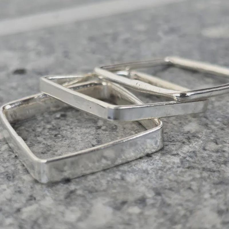 Silver Square Rings - Etsy