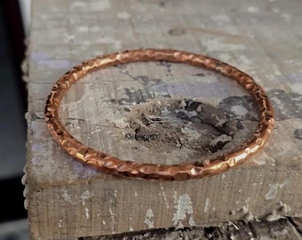 Handcrafted Hammered Copper Bangle Bracelet, Unisex
