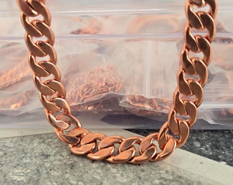 Collar de cadena de cobre puro hecho a mano, pulsera sólida y pesada