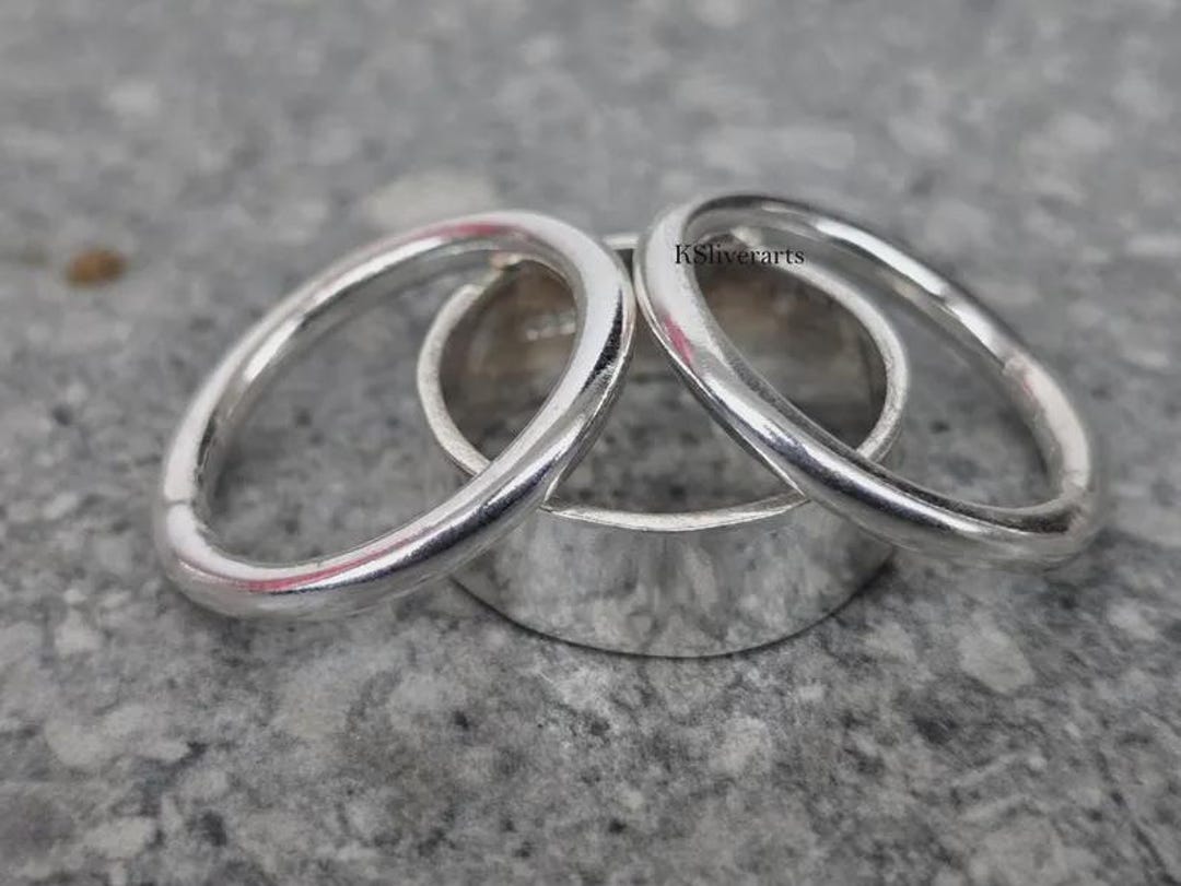 Handmade Sterling Silver Ring Set, Chunky Dome & Wide Band - Etsy