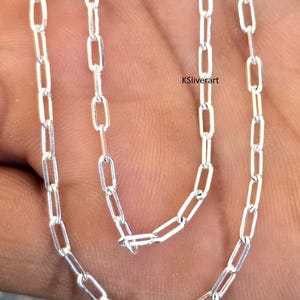 Solid 925 Sterling Silver Paperclip Chain Necklace Bracelet, Italian Link Jewelry
