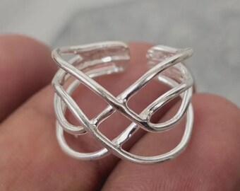 Silver Knot Ring - Chunky Weaved Statement Ring