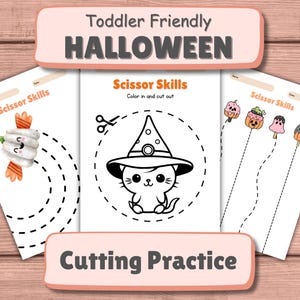 Halloween-Aktivität, Herbst-Kleinkind-freundliche Schneidübungen, Pre-K-Scissor-Fähigkeiten, Halloween-Aktivitäten für zu Hause, Halloween-Morgenkorb