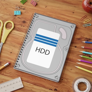 US Shipping - Spiral Notebook - Ruled Line, Realistic Hand-drawn Hard Drive Disc Notebook, Tech Lover Gift