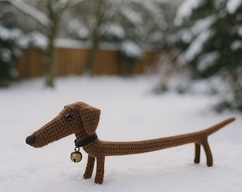 Handmade Crochet Dachshund Amigurumi – Long Wiener Dog Plush