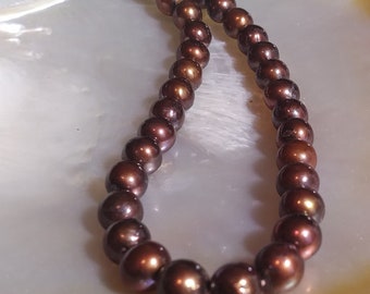 Perles d'eau douce - couleur chocolat/bronze