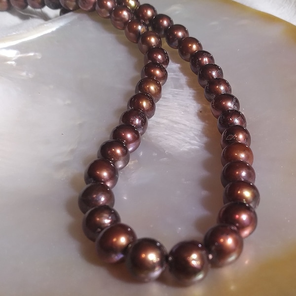 Freshwater pearl strands--chocolate/bronze color