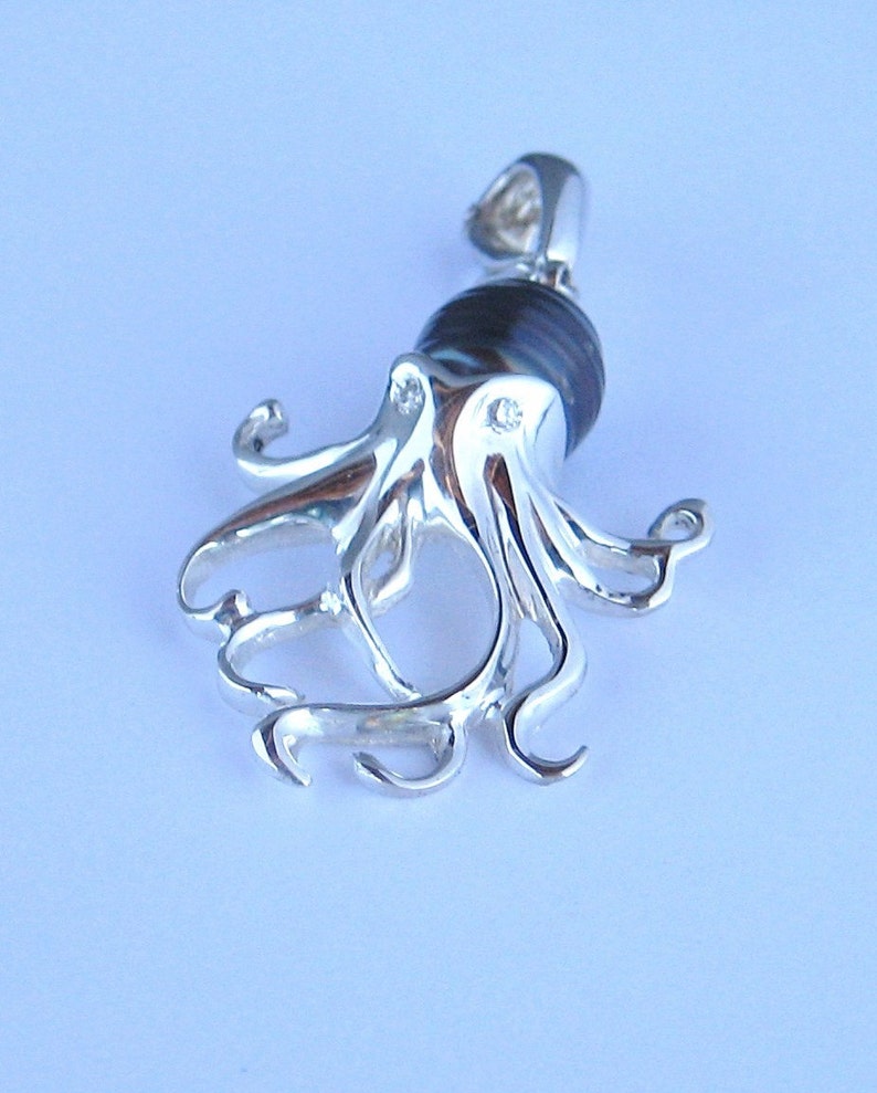 Sterling Silver octopus Pendant/enhancer Etsy