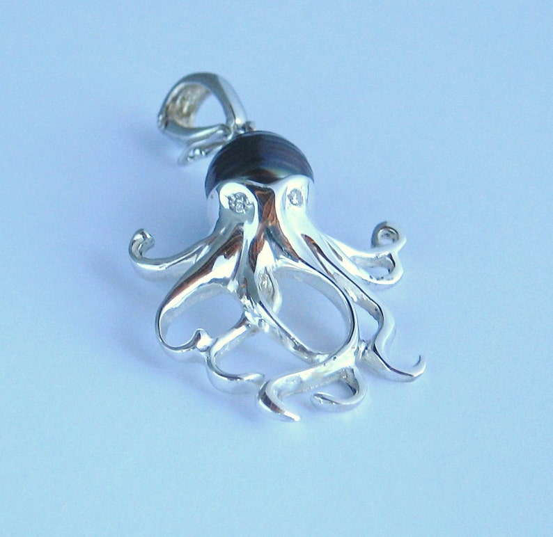 Sterling Silver octopus Pendant/enhancer Etsy