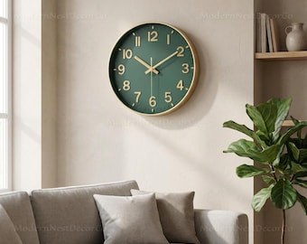 Modern Silent Wall Clock - 8 10 12 Inch Minimalist Quartz Analog - 3D Digital Large Numbers for Living Room, Office & Home Decor