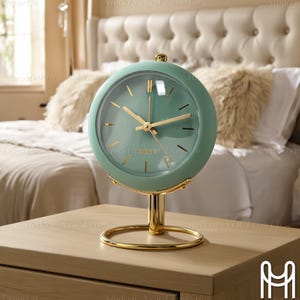 Nordic Minimalist Desk Clock | Silent Bedside Alarm Clock with Luminous Hands | Modern Table Clock for Kids or Students