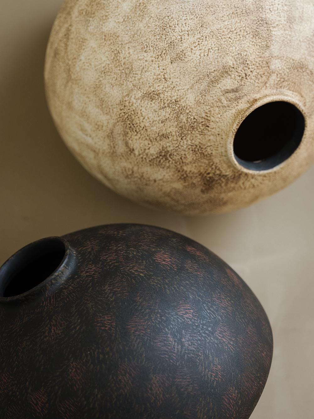 Handmade Wabi Sabi Ceramic Vases for Flowers , Speckled Stone