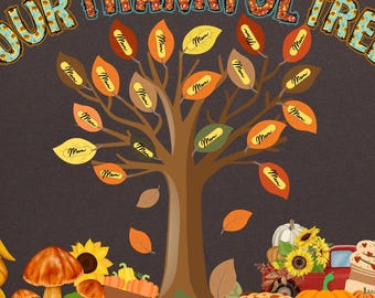 Thanksgiving Bulletin Board Gratitude Tree Printable Classroom Decor Our Thankful Tree Bulletin Board idea November Class Door Decor Digital