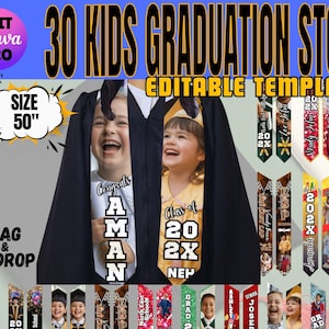 Childrens Graduation Stole Sash Template Kindergarten Grade Stole Prek Designs Digital File Size-50