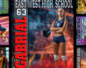 Volleyball-Postervorlage, Sportposter für die Abschlussklasse, Volleyball-Posterhintergrund, Sportteam-Banner, Canvas-Sportposter, Posterdesign für die Abschlussfeier