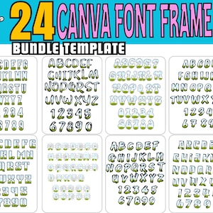 Canva Alphabet Frame Doodle Letters Set Template, Fill Your Own Font, Editable Canva Letters, Drag and Drop,Canva Frame Monogram Design Png