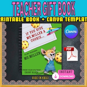 Teacher Appreciation Cookie Book, Editable Canva Template (Digital Download)