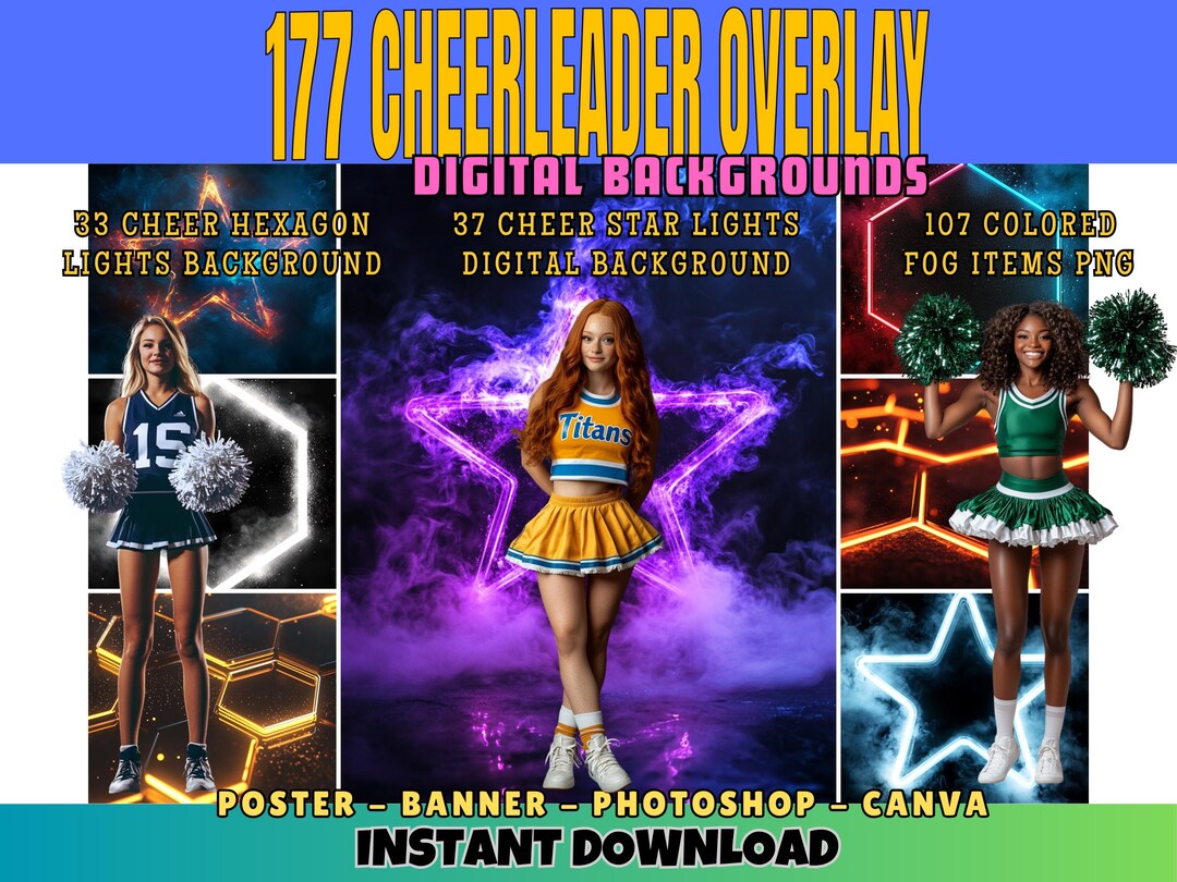 Cheerleading Poster Background Cheer Dance Digital Backdrop Photography ...