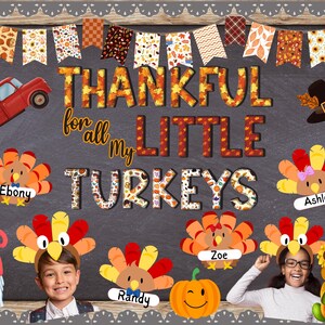 Prikbordkit Thanksgiving: klasdecor &#39;dankbare kalkoenen&#39; (pdf)