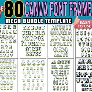 Canva Alphabet Frame Doodle Letters Set Template, Fill Your Own Font, Editable Canva Letters, Drag and Drop,Canva Frame Monogram Design Png