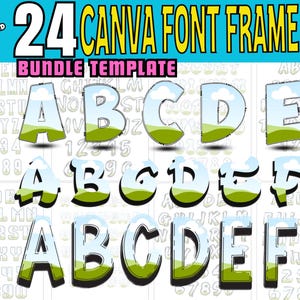 Canva Alphabet Frame Doodle Letters Set Template, Fill Your Own Font, Editable Canva Letters, Drag and Drop,Canva Frame Monogram Design Png