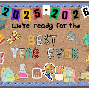 Back to School Bulletin Board Best Year Ever Kit, Classroom Decor Door Elementary Classroom Decoration Custom Bulletin Board Printable Set