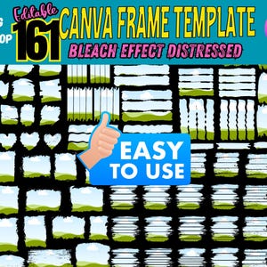 Bleach Effect Distressed Canva Frames Template, Drag Drop Photo, Editable Template Background Photo Collage Sublimation Design Printable PNG