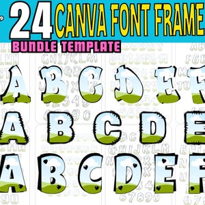 Canva Alphabet Frame Doodle Letters Set Template, Fill Your Own Font, Editable Canva Letters, Drag and Drop,Canva Frame Monogram Design Png