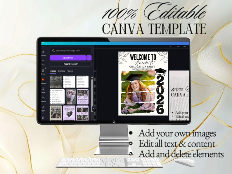 Graduation Interface Graduation Party Welcome Sign Canva Template Editable Graduate Decor ...
