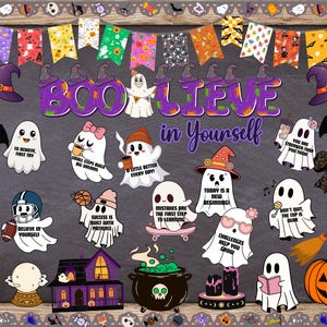 Halloween Mental Health Bulletin Board Kit: Printable Fall Classroom Decor, Teaching Resources. Wall Decoration