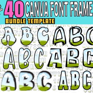 Canva Letter Frames Bundle Doodle Font Png Template, Fill Your Own, Alphabet Font Design Photo Collage Editable Fill Printable, Drag Drop
