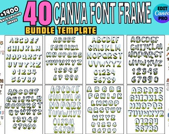 Canva Alphabet Frame Doodle Letters Template, Fill Your Own Font (Digital Download)
