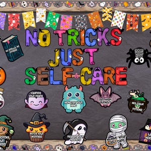 Halloween Mental Health Bulletin Board Kit: Printable Classroom Decor, Wall Decoration (Digital Printable)