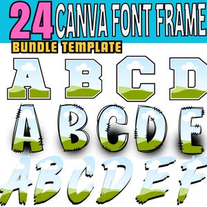 Canva Letter Frames Bundle Doodle Font Png Template, Fill Your Own, Alphabet Font Design Photo Collage Editable Fill Printable, Drag Drop