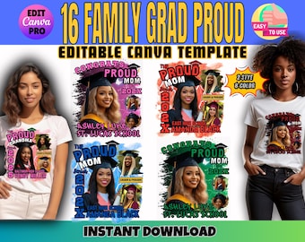 Proud Mom Graduation Shirt Template Mom Tshirt Template, Class of 2026 Grad Shirt Template, Graduation Proud Family Shirt Design Canva Shirt