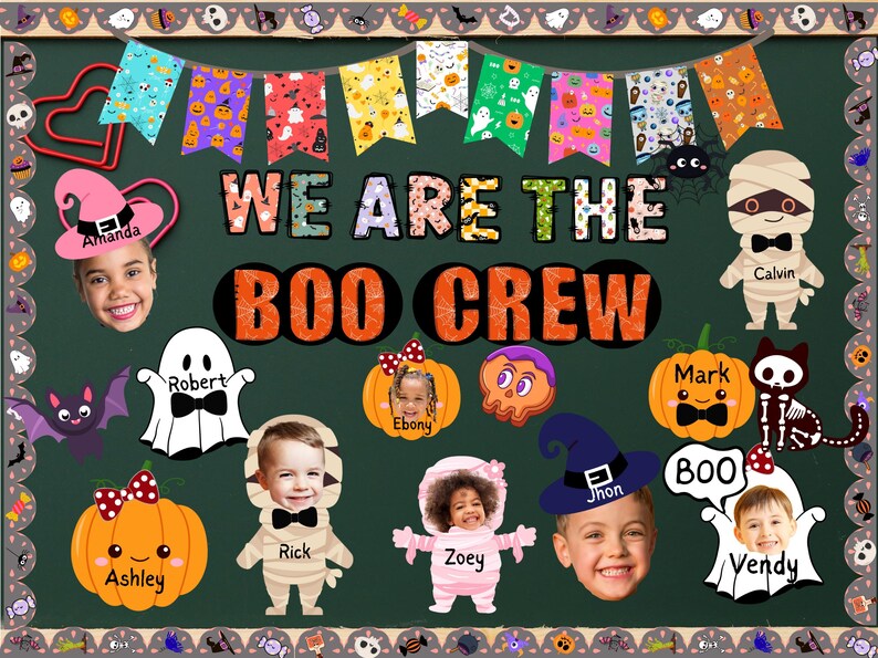 Halloween Classroom Bulletin Board Decor, Ghost Boo Crew (digital ...