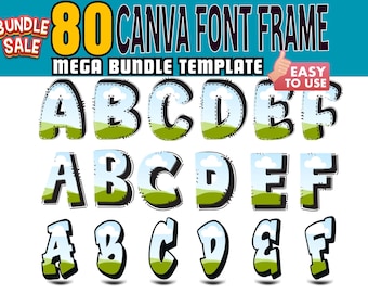Canva Alphabet Frame Doodle Letters Set Template, Fill Your Own Font (Digital Download)