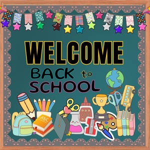 Welcome Back to School Bulletin Board PDF, Printable Classroom Door Decor, Inspiration Printable Decor, Motivational Bulletin Board Kit Gift