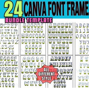Canva Letter Frames Bundle Doodle Font Png Template, Fill Your Own, Alphabet Font Design Photo Collage Editable Fill Printable, Drag Drop