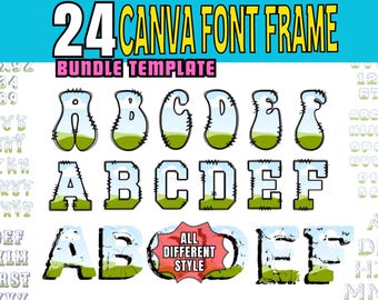 25 Different Style Canva Alphabet Frame Letters Font Set Digital Download