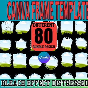 Bleach Effect Distressed Canva Frames Template, Drag Drop Photo, Editable Template Background Photo Collage Sublimation Design Printable PNG