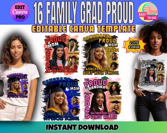 Proud Family Graduation Shirt Template, Canva Grad Shirt (Digital Download)